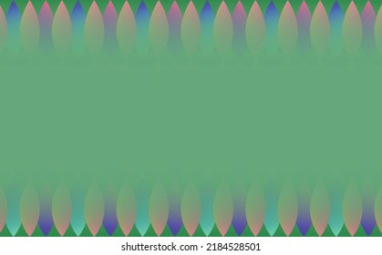 Green blank background with colorful curvy shapes as a frame. Background with copyspace. Suitable for presentation, cover, backdrop, banner, and template.