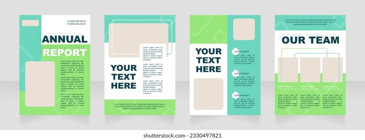 Green blank brochure layout design. Agrictultural service info. Vertical poster template set with empty copy space for text. Premade corporate reports collection. Editable flyer paper pages