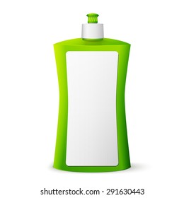 Green blank dish washing liquid package. illustration isolated on white background.