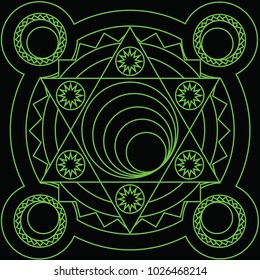 Green blank magic circle for games animation and etc with blank to fill spell text.