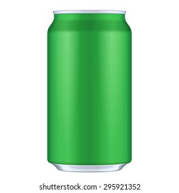 Green Blank Metal Aluminum Beverage Drink Can. Illustration Isolated. Mock Up Template Ready For Your Design. Vector EPS10
