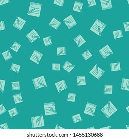 Green Blank notebook and pencil with eraser icon isolated seamless pattern on green background. Paper and pencil.  Vector Illustration