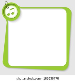green blank text box with music icon and paper clip