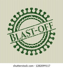 Green Blast-off distressed rubber stamp with grunge texture