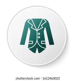 Green Blazer or jacket icon isolated on white background. White circle button. Vector Illustration