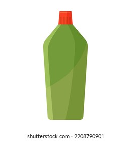 Green bleach container. Colorful plastic bottles, can, spray for detergent, liquid soap, chemical disinfectant. Vector illustrations for laundry, toilet cleaning, hygiene, household concept