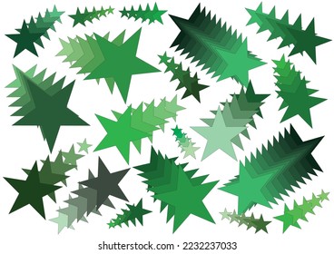 Green blended stars isolated white background  Group  set collection 