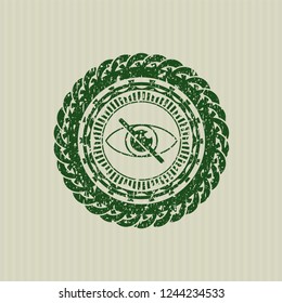 Green blind icon inside distress grunge style stamp