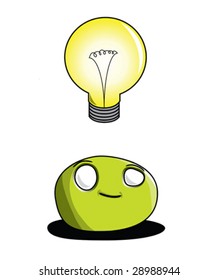 A green blob with a bright idea.