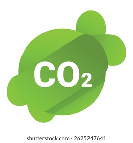 Green blob showing co2 text on white background, concept for carbon dioxide emission
