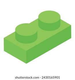 Green block icon isometric vector. Kid education. Children building brick