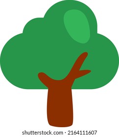 Árbol de flores verdes, ilustración, vector sobre un fondo blanco.