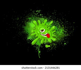 Green blot monster. Vector illustration