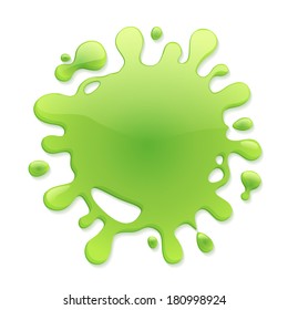 Perra verde aislada de fondo blanco. Pintura o zumo.