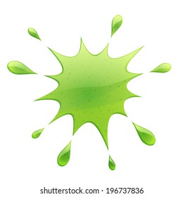 Green blotch isolated on white background. Paint or juice spot.