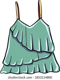 Green blouse, illustration, vector on white background