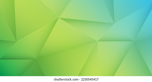 Green and Blue 3D Glowing Triangles, Modern Style Glowing Geometric Shapes Pattern, Abstract Futuristic Vector Background, Texture Design, Vector Template