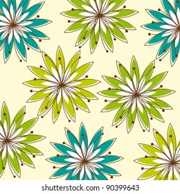 green and blue abstract flowers background. vector illustration