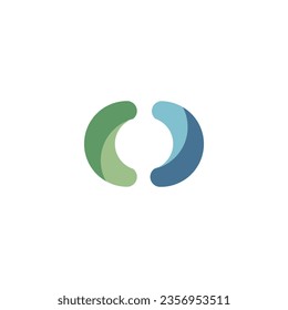 Green and blue abstract logo with blank background