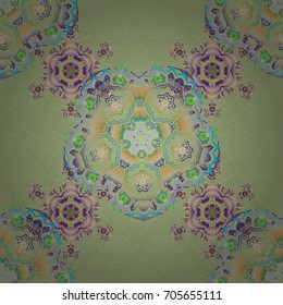 Green and blue abstract ornament, vector seamless pattern of abstract decorative elements.