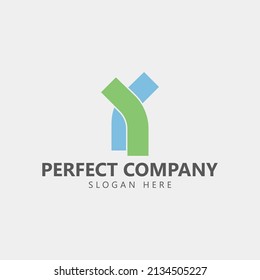 Green and blue abstract vector logo for company, product, brand, and organization.