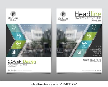 Green and blue annual report brochure flyer design template vector, Leaflet cover presentation abstract geometric background, layout in A4 size