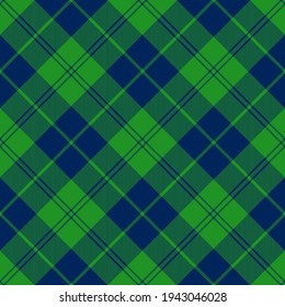 Green and blue argyle plaid. Tartan pattern for textile, paper and other prints.