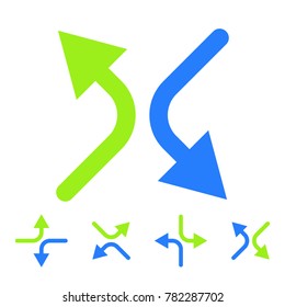 Green and blue arrows