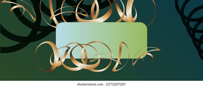 Green blue background of the basis for a Wedding or Christmas with gold elements dots circles and lines design black background abstract