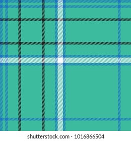 Green blue background check seamless fabric texture. Flat design. Vector illustration.
