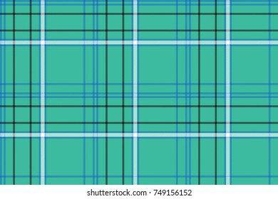 Green blue background check seamless fabric texture. Flat design. Vector illustration.