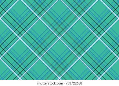 Green blue background check seamless fabric texture. Flat design. Vector illustration.