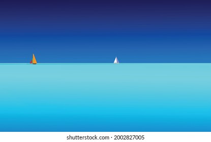 green and blue beach on summer with two boat on the sea. Background for summer time on the tropical beach