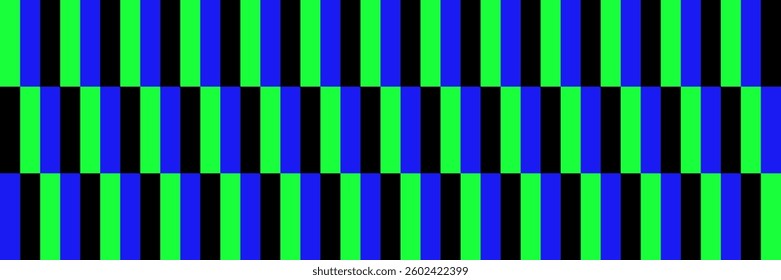 Green, blue and black abstract seamless pattern. Geometric shapes in a minimalist style. Vector trendy background for banner, poster, festival, music and parties