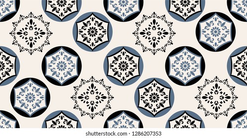green blue black geometric seamless pattern in African style with square,tribal shape