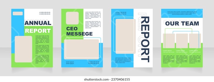 Green and blue blank brochure layout design. Farming service info. Vertical poster template set with empty copy space for text. Premade corporate reports collection. Editable flyer paper pages