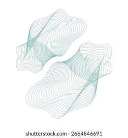 Green blue blend lines shape set isolated vector illustration on white background.