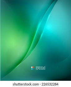 Green and blue blurred design template, abstract background with lights and lines