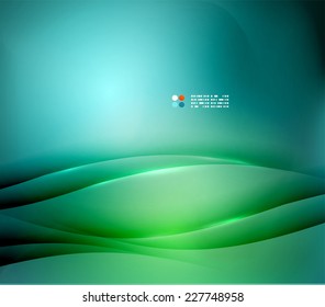 Green and blue blurred design template, abstract background with lights and lines