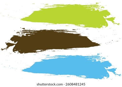 green, blue, and brown paint brush splash illustration