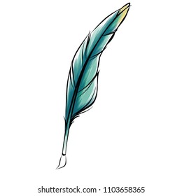 Green blue brush feather