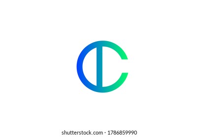 green blue C alphabet letter logo icon. Line design for business and company identity