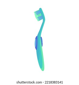 Ilustración de cepillo de dientes de dibujos animados verdes y azules. Pincel de limpieza dental para niños y adultos para sonrisa blanca e ilustración del vector de salud dental. Concepto de higiene de la cavidad bucal