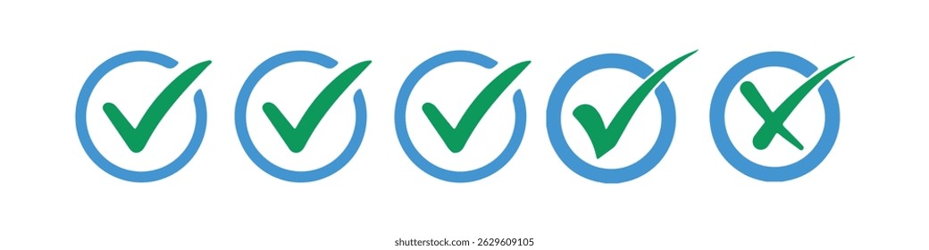 Green and blue check mark icon. Check mark vector icon. Checkmark Illustration. Vector symbols set ,green checkmark icon, Victor illustration Eps 10.