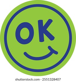 A green and blue circle with a smiling face and the letter O