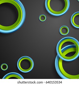 Green and blue circles geometric abstract vector background