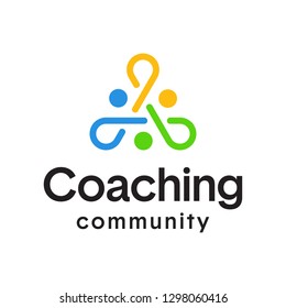 green blue coaching Teamwork People Coaching Link Connection Community Logo Design Inspiration