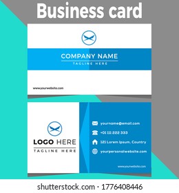 green and blue color creative business card design template 