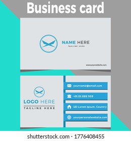 green and blue color creative business card design template 