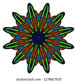 Green, blue color Modern floral vector ornaments. Decorative flower mandala. vector illustration